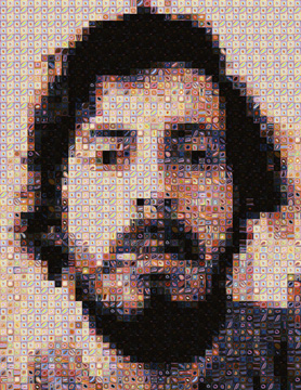 Scott Blake's self portrait made with color tiles in 2008