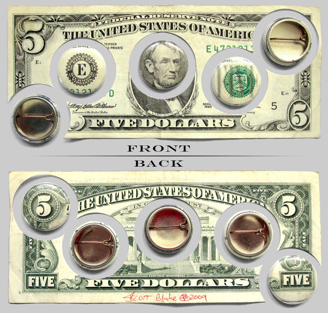 Five Dollar Bill Money Buttons