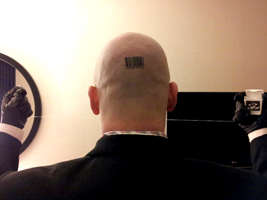 Agent 47 barcode tattoo